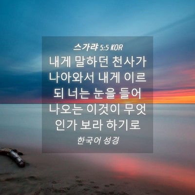 Picture 04 - 스가랴 5:5 KOR - 내게 말하던 천사가 나아와서 내게 - Bible Verse Picture