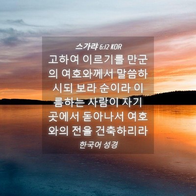 Picture 04 - 스가랴 6:12 KOR - 고하여 이르기를 만군의 여호와께서 - Bible Verse Picture