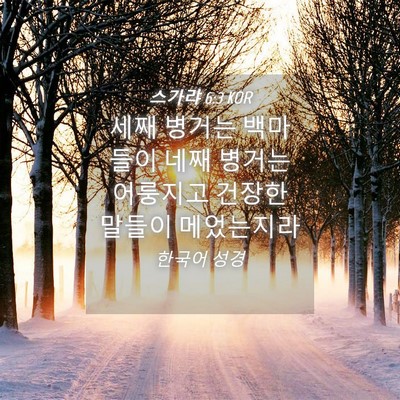 Picture 04 - 스가랴 6:3 KOR - 세째 병거는 백마들이 네째 병거는 - Bible Verse Picture