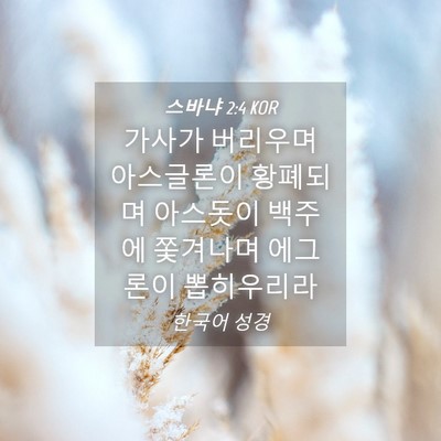 Picture 04 - 스바냐 2:4 KOR - 가사가 버리우며 아스글론이 - Bible Verse Picture