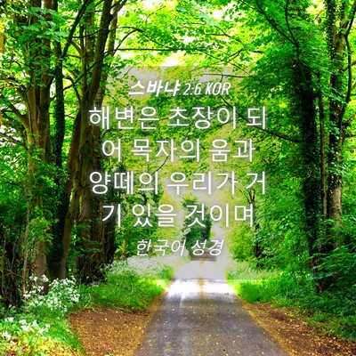 Picture 04 - 스바냐 2:6 KOR - 해변은 초장이 되어 목자의 움과 - Bible Verse Picture