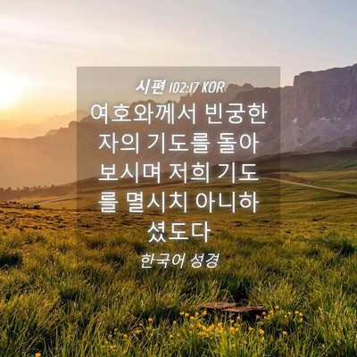Picture 04 - 시편 102:17 KOR - 여호와께서 빈궁한 자의 기도를 - Bible Verse Picture
