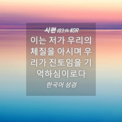 Picture 04 - 시편 103:14 KOR - 이는 저가 우리의 체질을 아시며 - Bible Verse Picture
