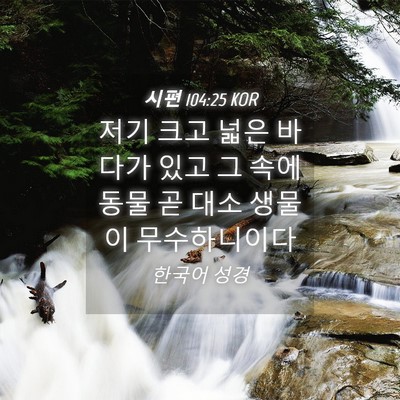 Picture 04 - 시편 104:25 KOR - 저기 크고 넓은 바다가 있고 그 속에 - Bible Verse Picture