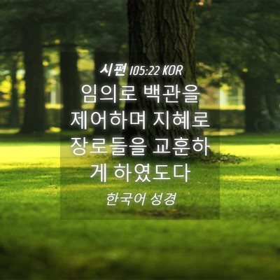 Picture 04 - 시편 105:22 KOR - 임의로 백관을 제어하며 지혜로 - Bible Verse Picture