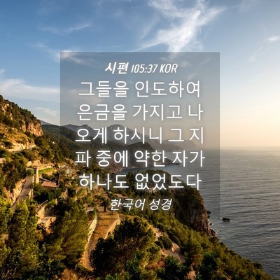 Picture 04 - 시편 105:37 KOR - 그들을 인도하여 은금을 가지고 - Bible Verse Picture