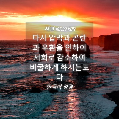 Picture 04 - 시편 107:39 KOR - 다시 압박과 곤란과 우환을 인하여 - Bible Verse Picture
