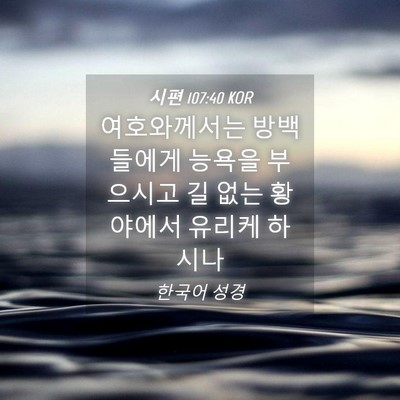 Picture 04 - 시편 107:40 KOR - 여호와께서는 방백들에게 능욕을 - Bible Verse Picture