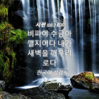 Picture 04 - 시편 108:2 KOR - 비파야 수금아 깰지어다 내가 새벽을 - Bible Verse Picture