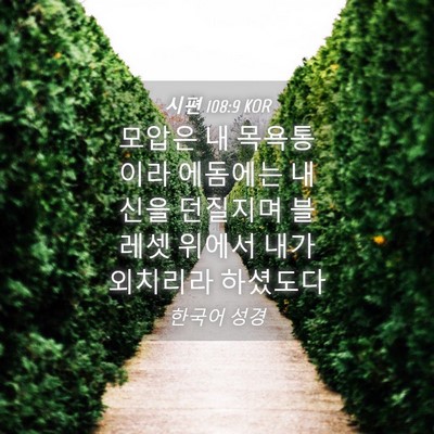 Picture 04 - 시편 108:9 KOR - 모압은 내 목욕통이라 에돔에는 내 - Bible Verse Picture