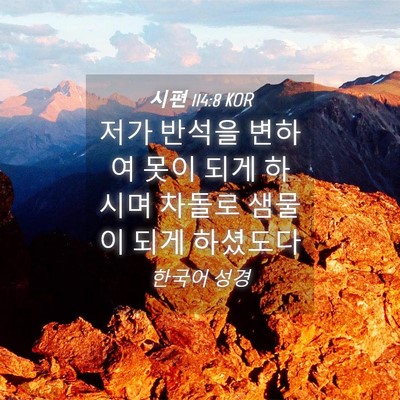 Picture 04 - 시편 114:8 KOR - 저가 반석을 변하여 못이 되게 - Bible Verse Picture