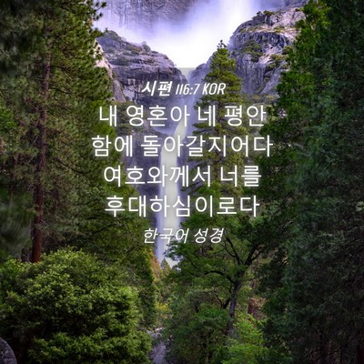 Picture 04 - 시편 116:7 KOR - 내 영혼아 네 평안함에 돌아갈지어다 - Bible Verse Picture