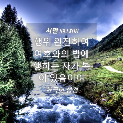Picture 04 - 시편 119:1 KOR - 행위 완전하여 여호와의 법에 행하는 - Bible Verse Picture