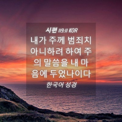 Picture 04 - 시편 119:11 KOR - 내가 주께 범죄치 아니하려 하여 - Bible Verse Picture