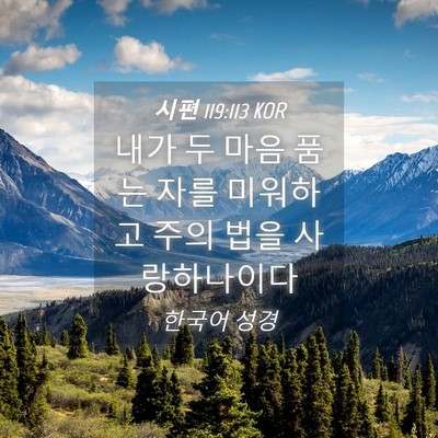 Picture 04 - 시편 119:113 KOR - 내가 두 마음 품는 자를 미워하고 - Bible Verse Picture
