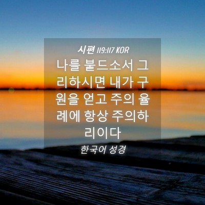 Picture 04 - 시편 119:117 KOR - 나를 붙드소서 그리하시면 내가 - Bible Verse Picture