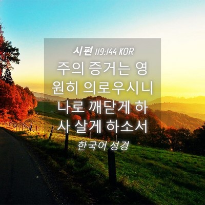 Picture 04 - 시편 119:144 KOR - 주의 증거는 영원히 의로우시니 나로 - Bible Verse Picture