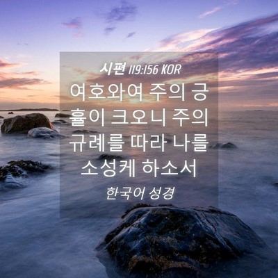 Picture 04 - 시편 119:156 KOR - 여호와여 주의 긍휼이 크오니 주의 - Bible Verse Picture