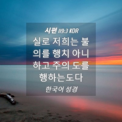 Picture 04 - 시편 119:3 KOR - 실로 저희는 불의를 행치 아니하고 - Bible Verse Picture
