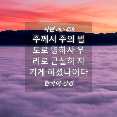 Picture 04 - 시편 119:4 KOR - 주께서 주의 법도로 명하사 우리로 - Bible Verse Picture