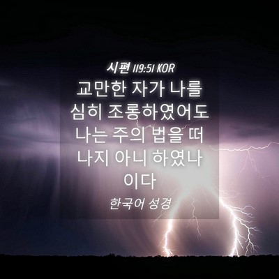 Picture 04 - 시편 119:51 KOR - 교만한 자가 나를 심히 조롱하였어도 - Bible Verse Picture