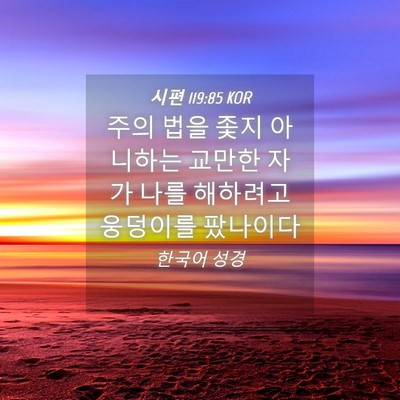 Picture 04 - 시편 119:85 KOR - 주의 법을 좇지 아니하는 교만한 - Bible Verse Picture