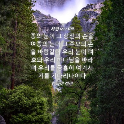 Picture 04 - 시편 123:2 KOR - 종의 눈이 그 상전의 손을 여종의 - Bible Verse Picture