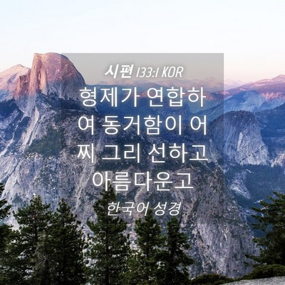 Picture 04 - 시편 133:1 KOR - 형제가 연합하여 동거함이 어찌 그리 - Bible Verse Picture