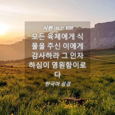 Picture 04 - 시편 136:25 KOR - 모든 육체에게 식물을 주신 이에게 - Bible Verse Picture