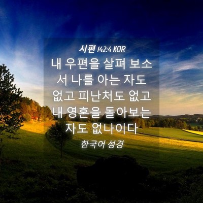 Picture 04 - 시편 142:4 KOR - 내 우편을 살펴 보소서 나를 아는 - Bible Verse Picture