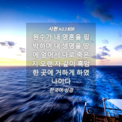 Picture 04 - 시편 143:3 KOR - 원수가 내 영혼을 핍박하며 내 - Bible Verse Picture