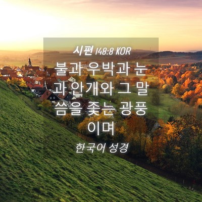Picture 04 - 시편 148:8 KOR - 불과 우박과 눈과 안개와 그 말씀을 - Bible Verse Picture