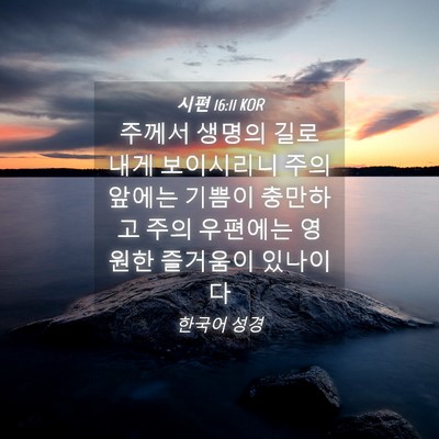Picture 04 - 시편 16:11 KOR - 주께서 생명의 길로 내게 보이시리니 - Bible Verse Picture