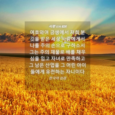 Picture 04 - 시편 17:14 KOR - 여호와여 금생에서 저희 분깃을 받은 - Bible Verse Picture