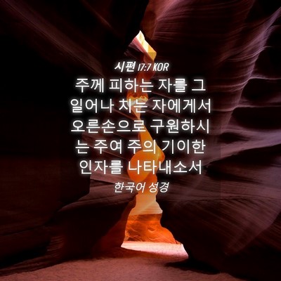 Picture 04 - 시편 17:7 KOR - 주께 피하는 자를 그 일어나 치는 - Bible Verse Picture