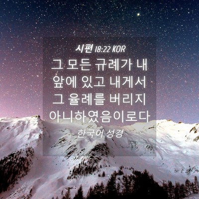 Picture 04 - 시편 18:22 KOR - 그 모든 규례가 내 앞에 있고 내게서 - Bible Verse Picture