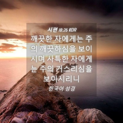 Picture 04 - 시편 18:26 KOR - 깨끗한 자에게는 주의 깨끗하심을 - Bible Verse Picture