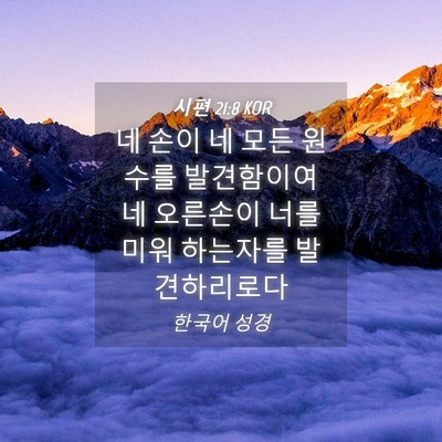 Picture 04 - 시편 21:8 KOR - 네 손이 네 모든 원수를 발견함이여 - Bible Verse Picture