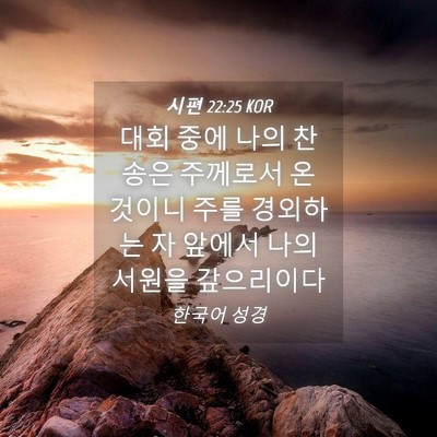 Picture 04 - 시편 22:25 KOR - 대회 중에 나의 찬송은 주께로서 온 - Bible Verse Picture