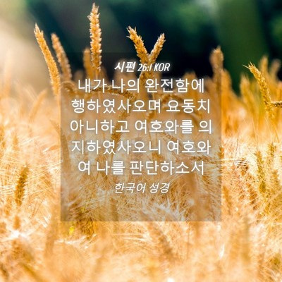 Picture 04 - 시편 26:1 KOR - 내가 나의 완전함에 행하였사오며 - Bible Verse Picture