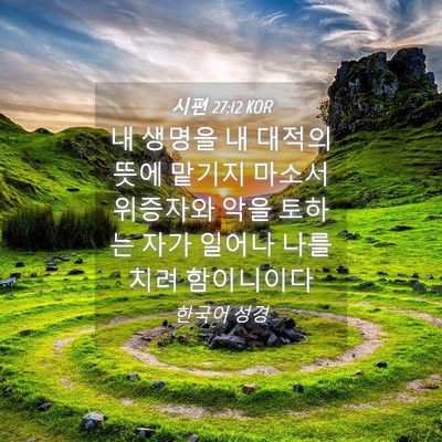 Picture 04 - 시편 27:12 KOR - 내 생명을 내 대적의 뜻에 맡기지 - Bible Verse Picture