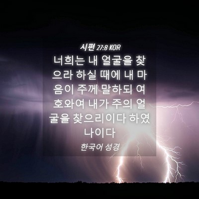 Picture 04 - 시편 27:8 KOR - 너희는 내 얼굴을 찾으라 하실 때에 - Bible Verse Picture
