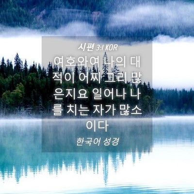 Picture 04 - 시편 3:1 KOR - 여호와여 나의 대적이 어찌 그리 - Bible Verse Picture