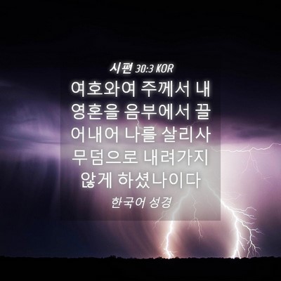Picture 04 - 시편 30:3 KOR - 여호와여 주께서 내 영혼을 음부에서 - Bible Verse Picture