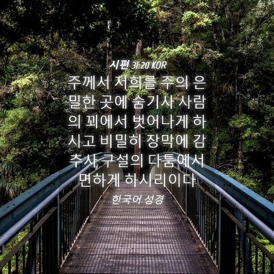 Picture 04 - 시편 31:20 KOR - 주께서 저희를 주의 은밀한 곳에 - Bible Verse Picture