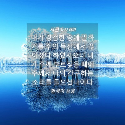 Picture 04 - 시편 31:22 KOR - 내가 경겁한 중에 말하기를 주의 - Bible Verse Picture