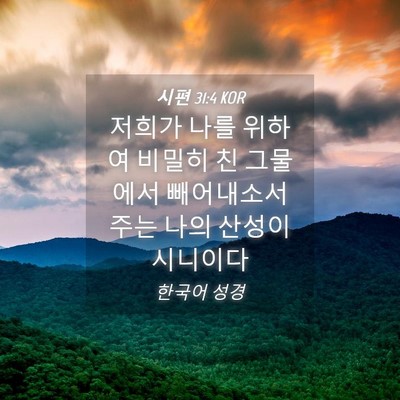 Picture 04 - 시편 31:4 KOR - 저희가 나를 위하여 비밀히 친 - Bible Verse Picture