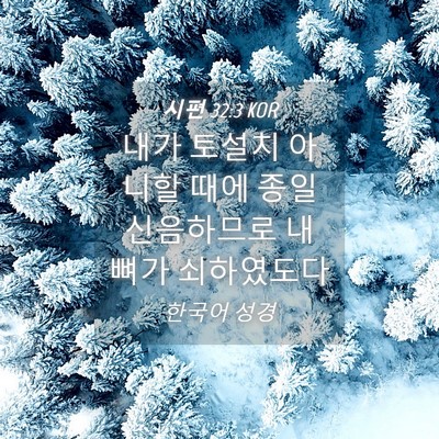 Picture 04 - 시편 32:3 KOR - 내가 토설치 아니할 때에 종일 - Bible Verse Picture