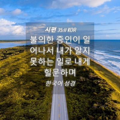 Picture 04 - 시편 35:11 KOR - 불의한 증인이 일어나서 내가 알지 - Bible Verse Picture