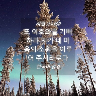 Picture 04 - 시편 37:4 KOR - 또 여호와를 기뻐하라 저가 네 - Bible Verse Picture